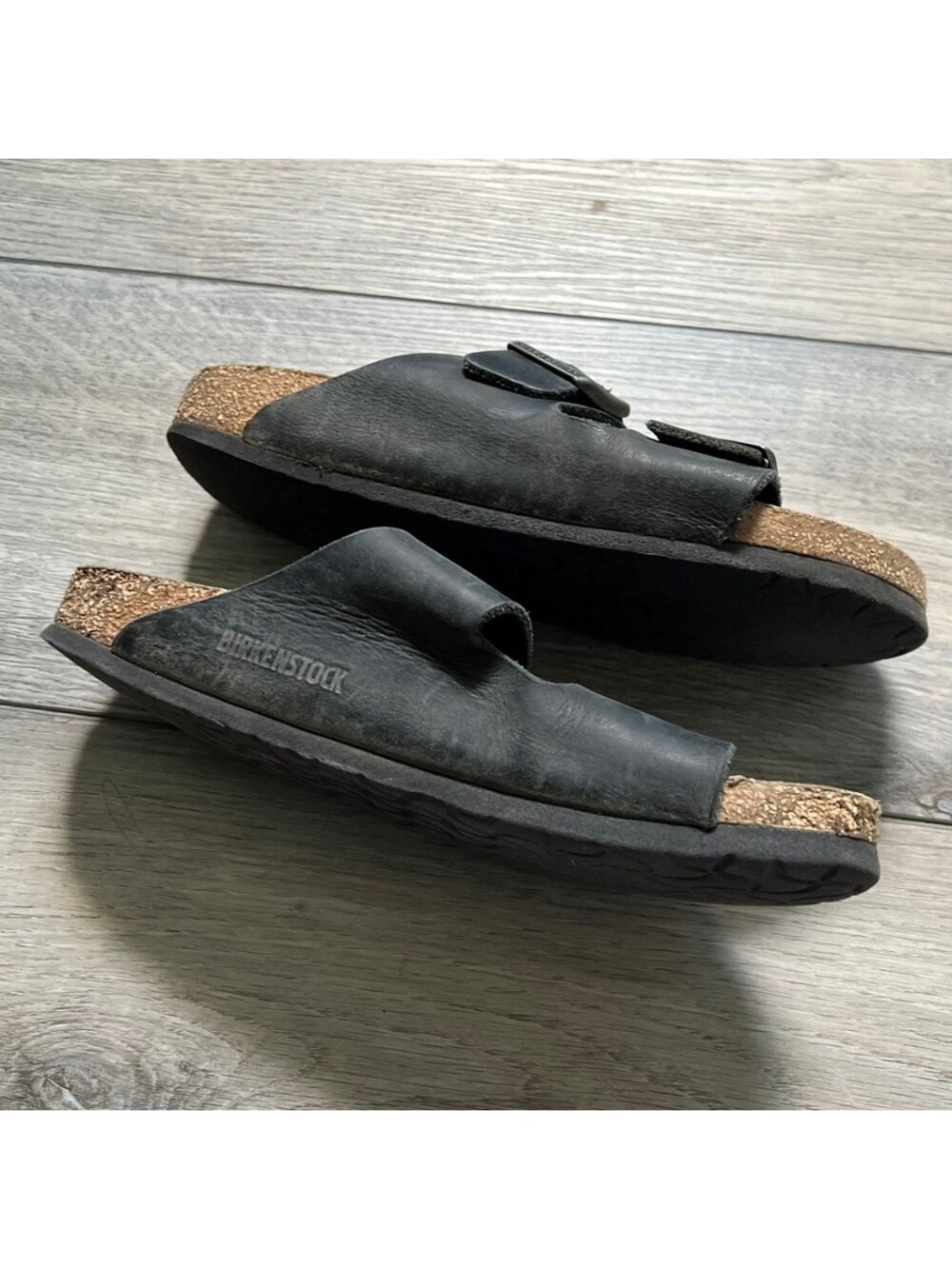 Birkenstock Arizona Womens Size 38 Black Strap Slide Sandals Soft Footbed - Picture 7 of 8